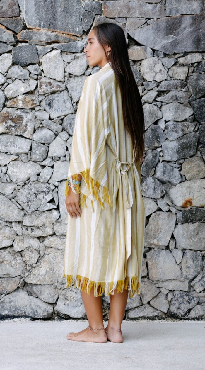 Lotus Striped Robe | Beige