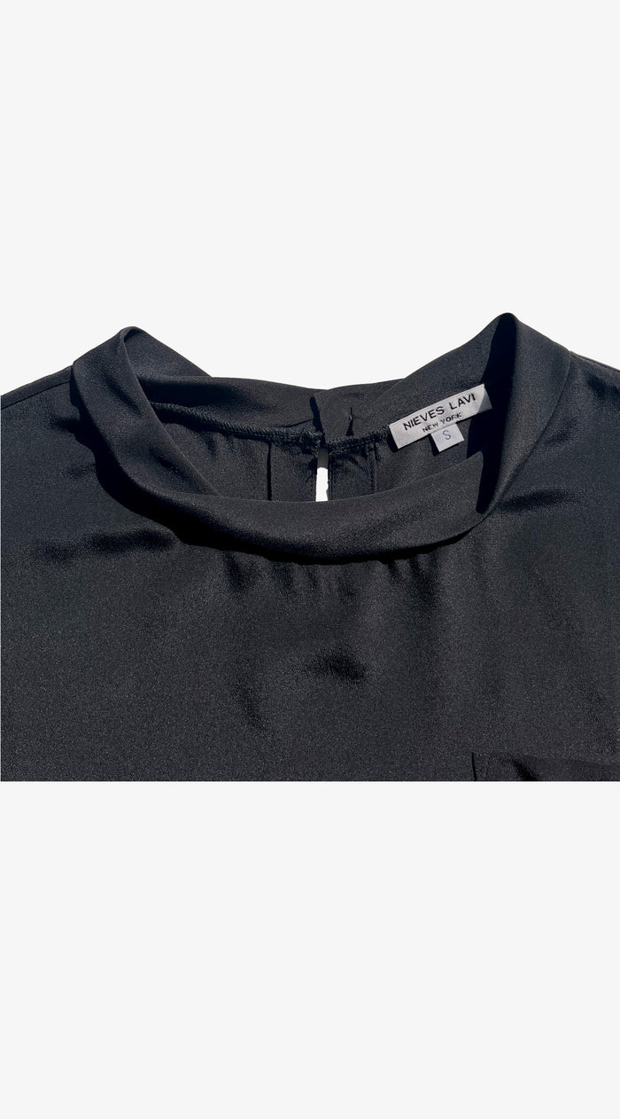 Holly Twist Silk T-shirt | Black