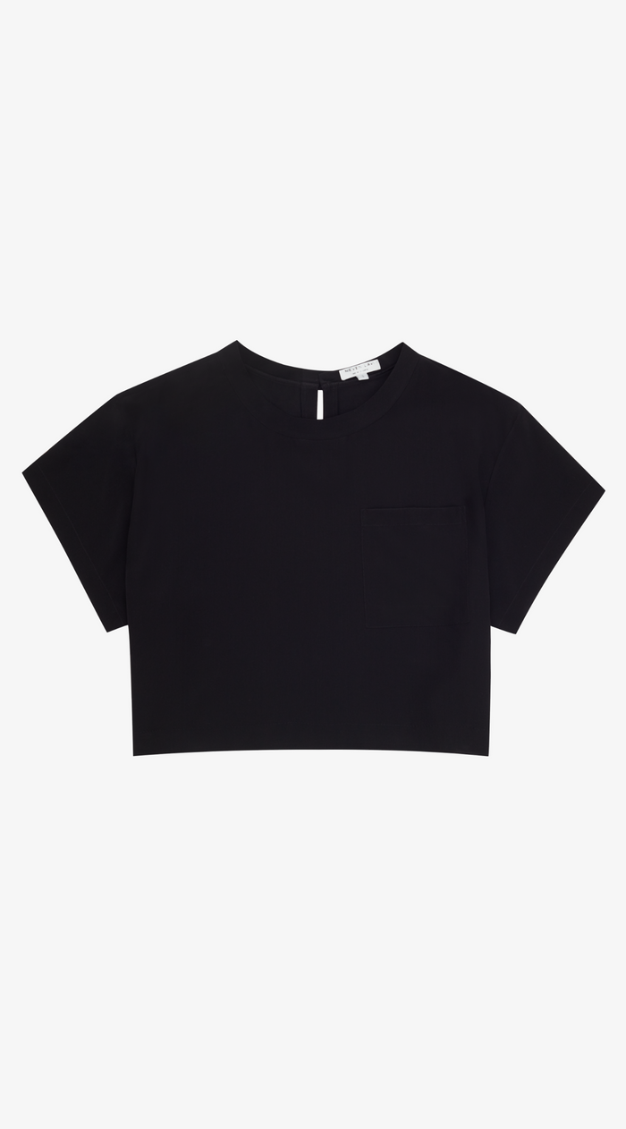Holly Twist Silk T-shirt | Black
