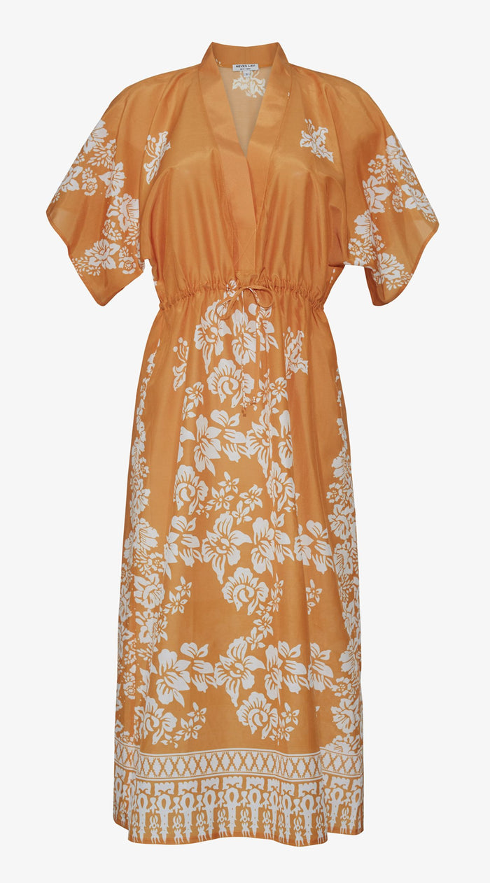 Daphne Cotton Silk Voile Kaftan | Gold
