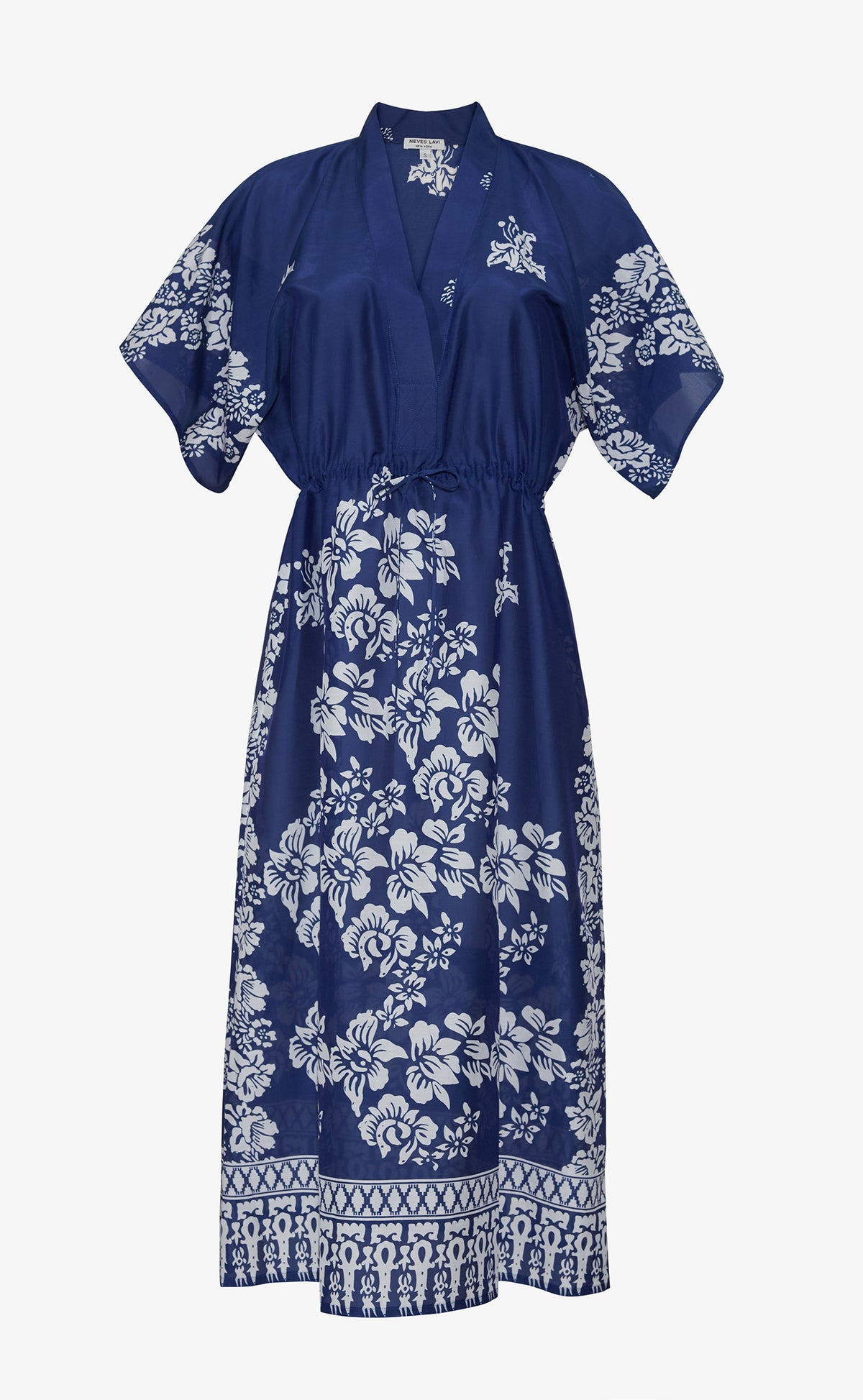 Daphne Silk Cotton Kaftan | Navy