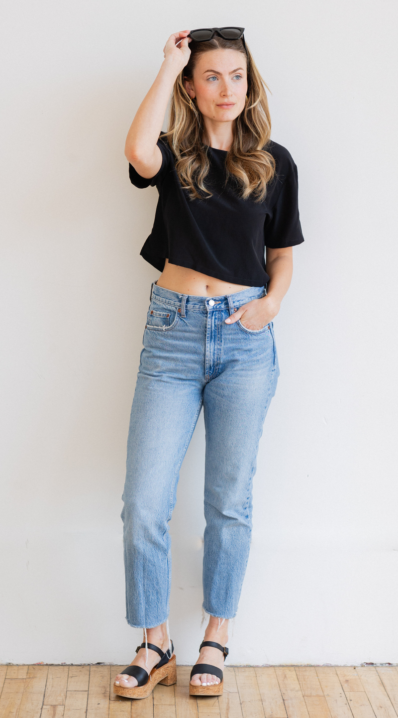 Silk Cropped Top | Black