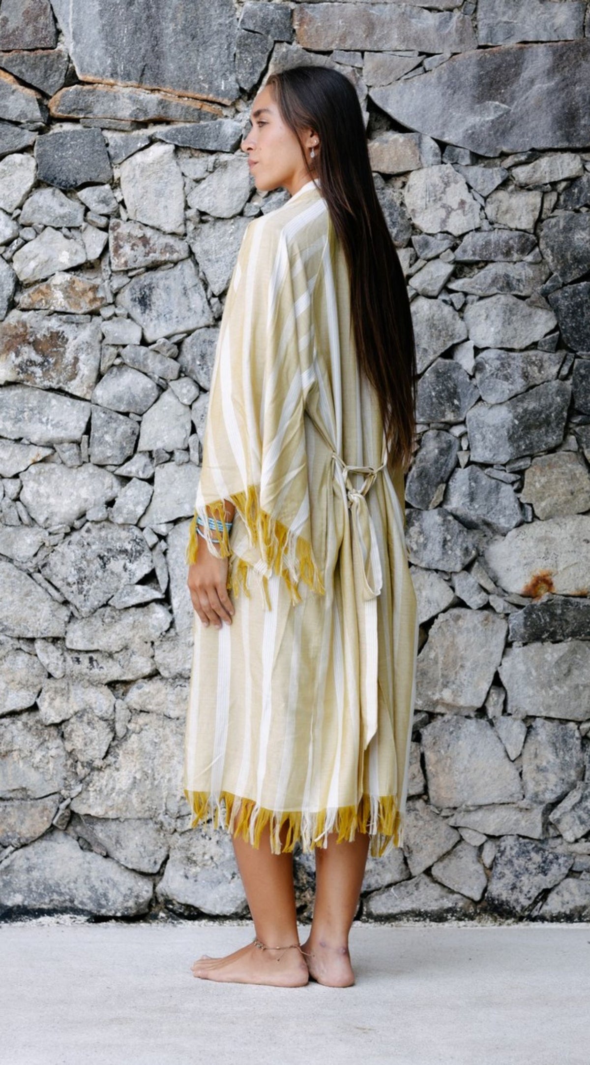 Lotus Striped Robe | Beige