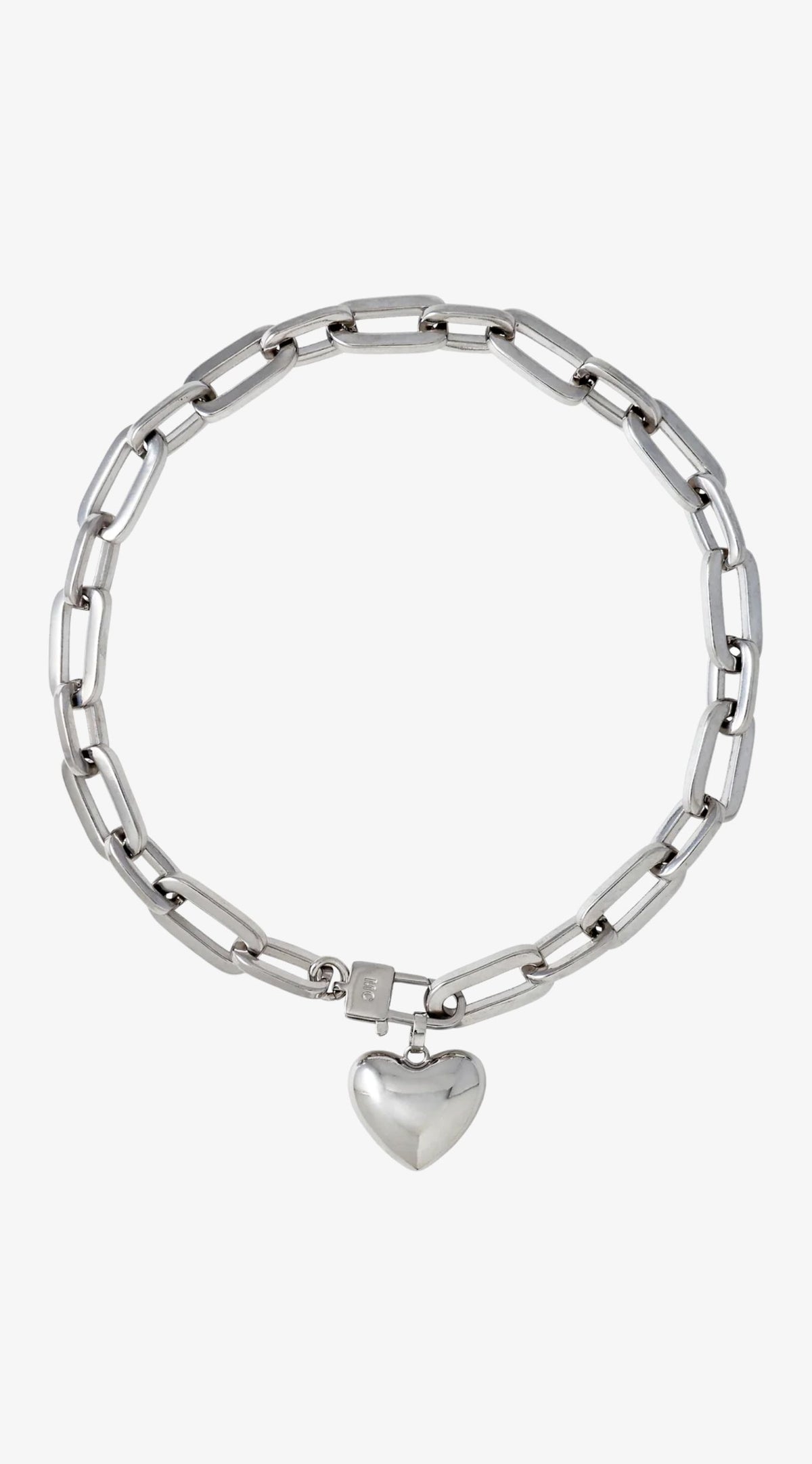 Rhodium Heart Chain Necklace