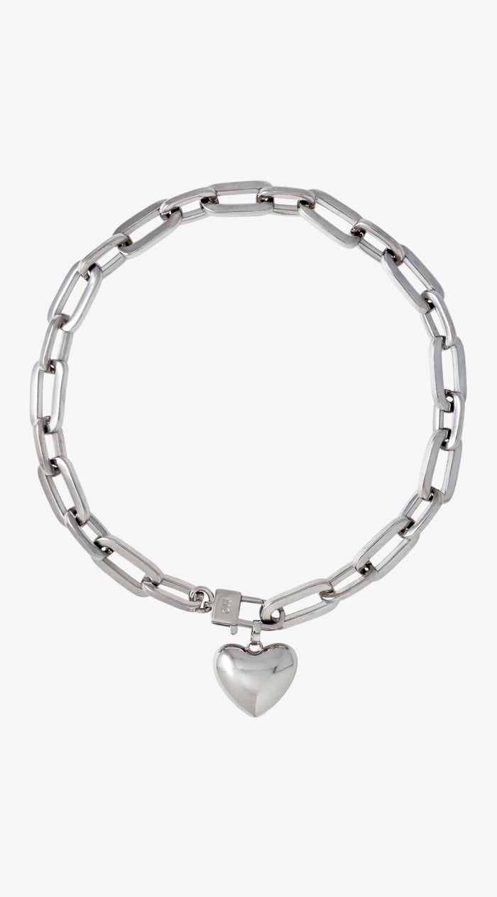 Rhodium Heart Chain Necklace