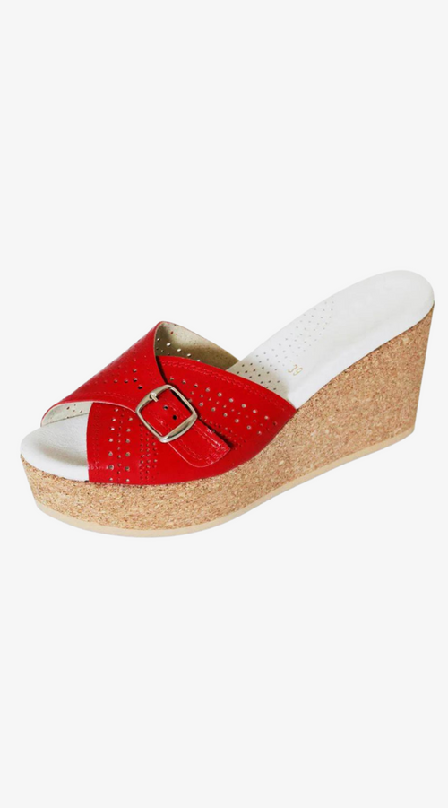 Florence Red Wedge Sandals