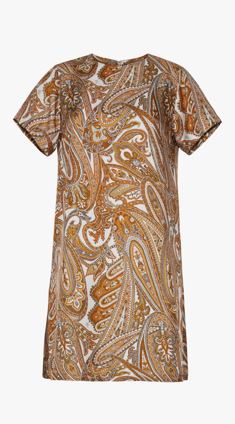 Porcia Silk T-shirt Dress | Paisley