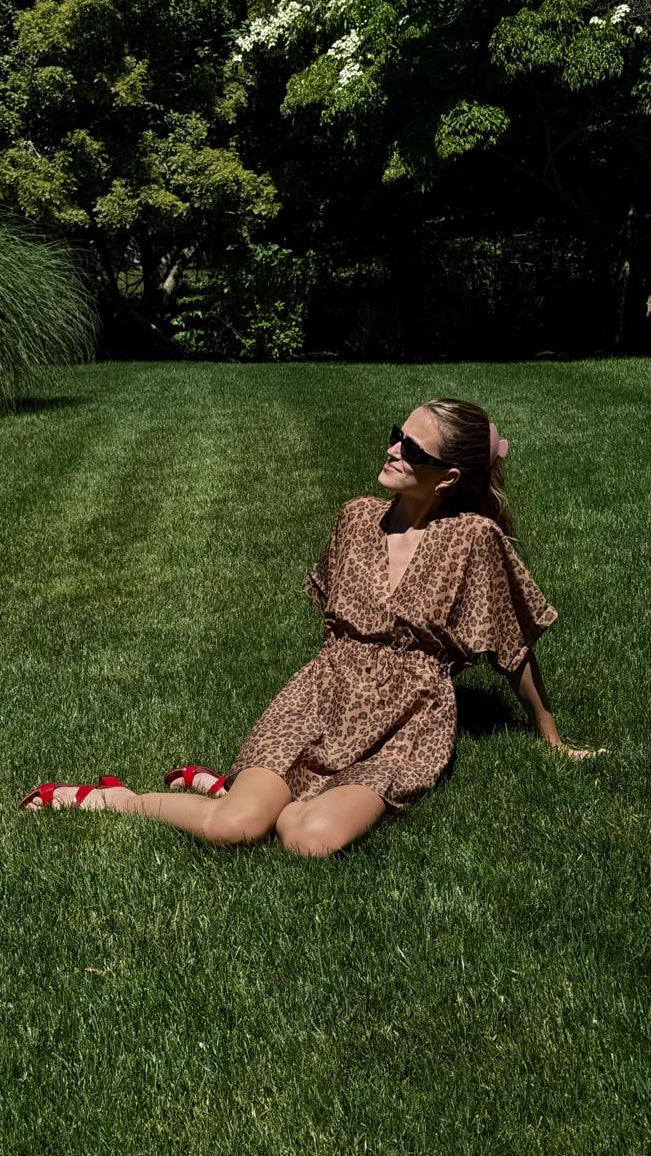 Zohra Silk Cotton Mini Kaftan | Leopard
