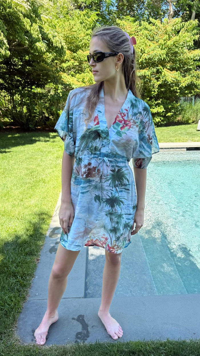Zohra Silk Cotton Mini Kaftan | Isla