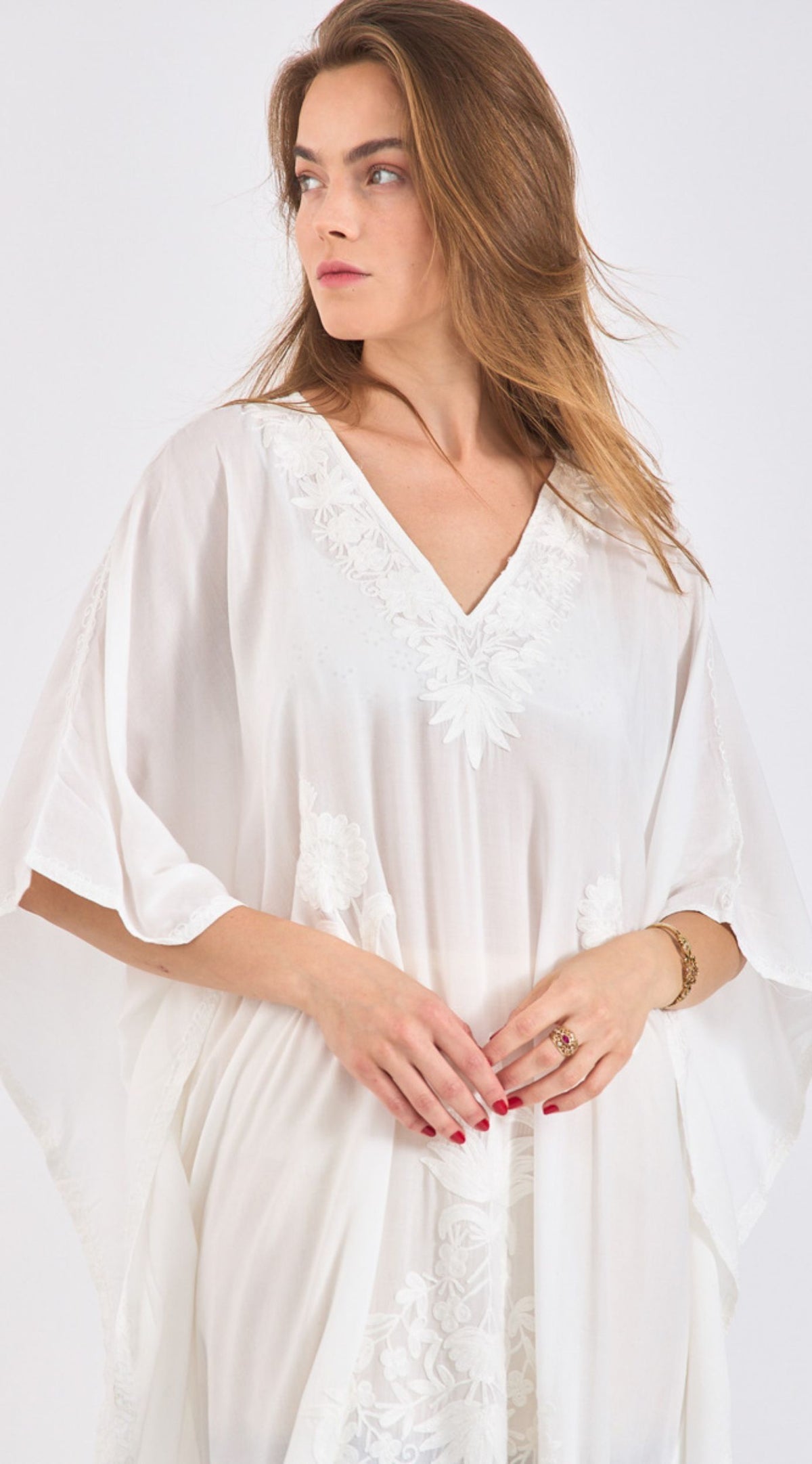 Kashmir Kaftan Dress | White