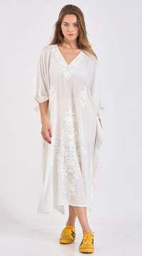 Kashmir Kaftan Dress | White