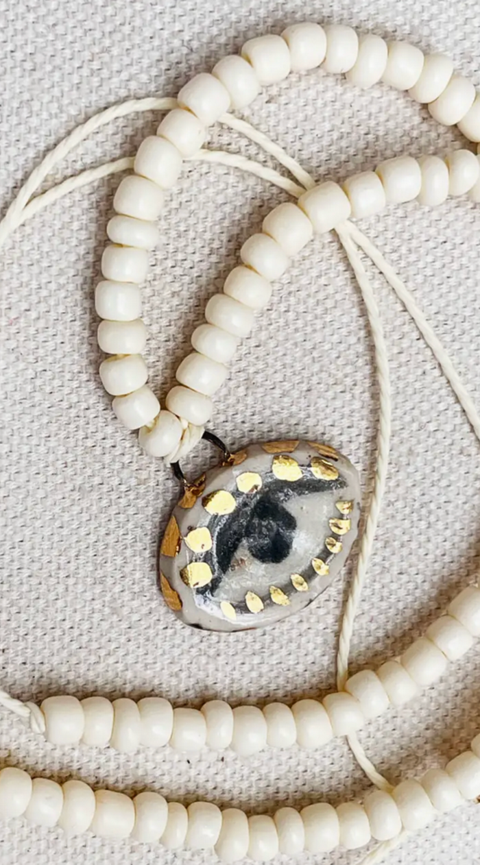 Not So Evil Eye Necklace | Pearl White
