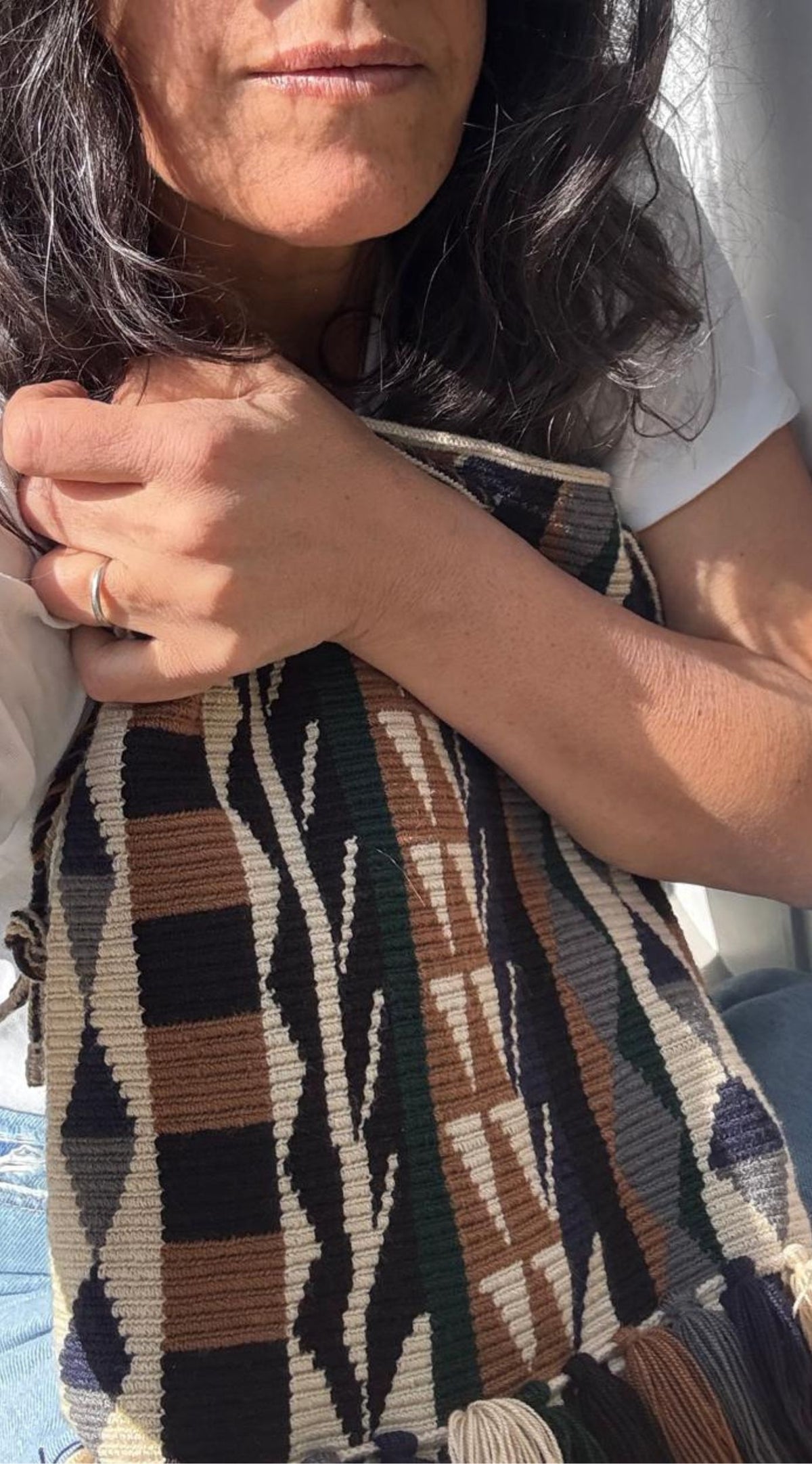 Peacock Macrame Handle Zoe Bag