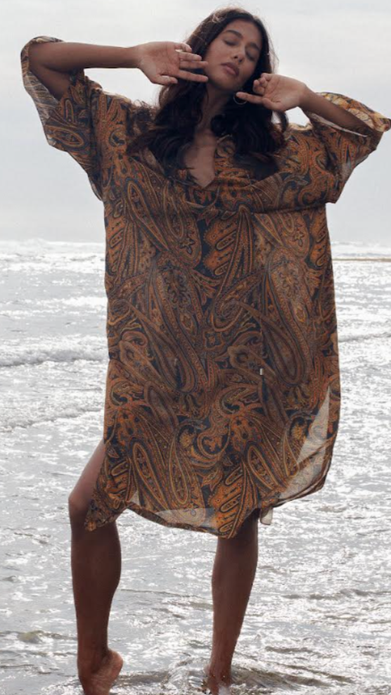 Mustique Cotton Silk Voile Kaftan
