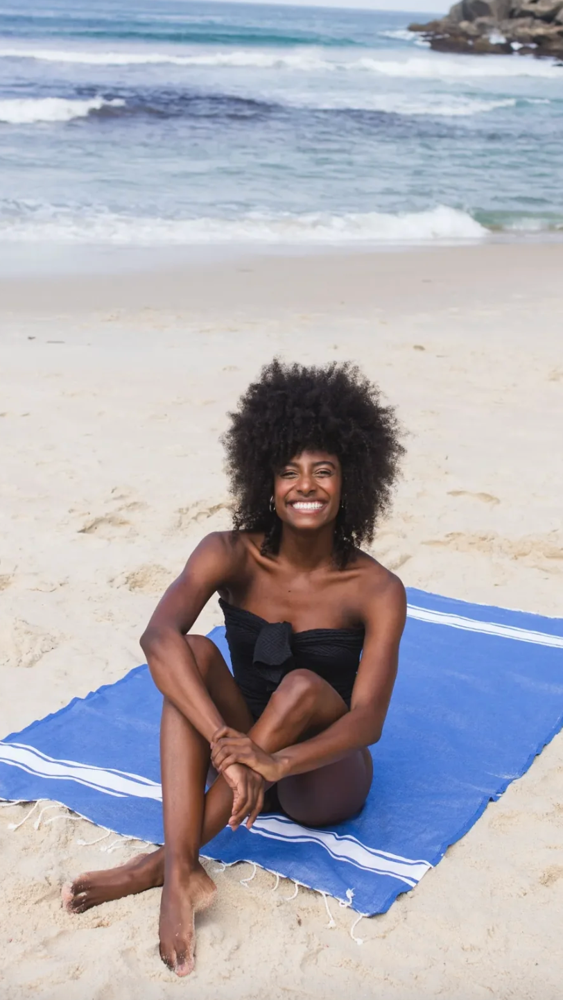 Ocean Blue Herringbone Fouta