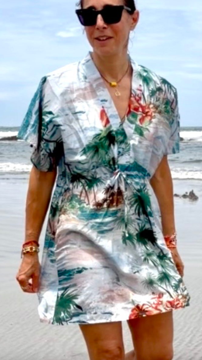 Zohra Silk Cotton Mini Kaftan | Isla