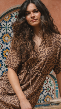 Daphne Silk Cotton Kaftan | Leopard