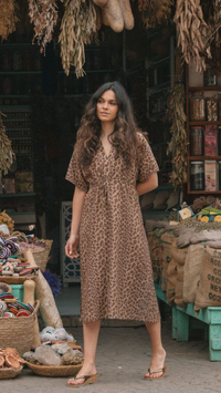 Daphne Silk Cotton Kaftan | Leopard