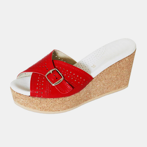Florence Red Wedge Sandals_Frontside